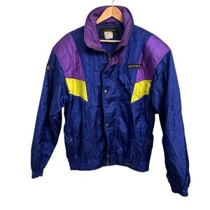 Vintage Descente Retro Ski Jacket Blue Purple Colorblock 80s Snowboard Men’s XL